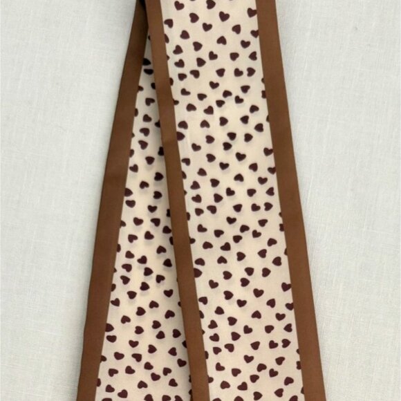 Slim Scarf 34in Heart Print Neck Hair Hat Bag Wrap Romantic Accessory No37 - Picture 8 of 8